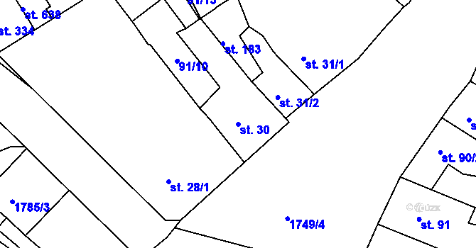 Parcela st. 30 v KÚ Vyšší Brod, Katastrální mapa