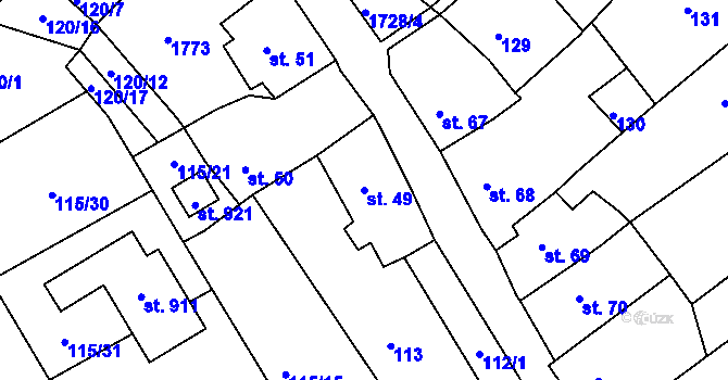 Parcela st. 49 v KÚ Vyšší Brod, Katastrální mapa