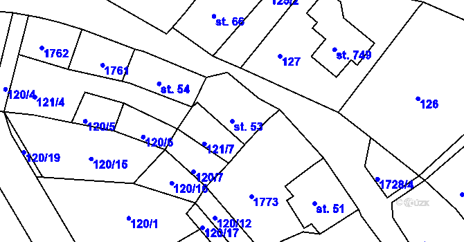 Parcela st. 53 v KÚ Vyšší Brod, Katastrální mapa