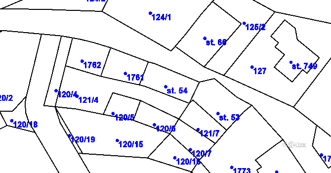 Parcela st. 54 v KÚ Vyšší Brod, Katastrální mapa