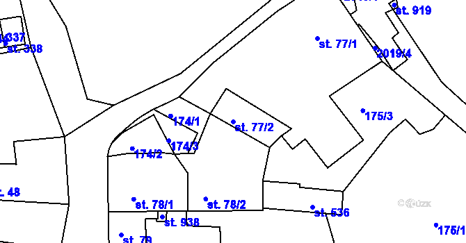 Parcela st. 77/2 v KÚ Vyšší Brod, Katastrální mapa