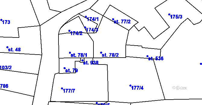 Parcela st. 78/2 v KÚ Vyšší Brod, Katastrální mapa