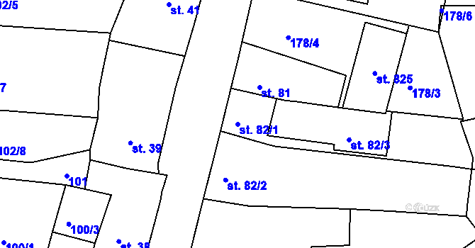 Parcela st. 82/1 v KÚ Vyšší Brod, Katastrální mapa