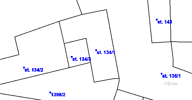 Parcela st. 134/1 v KÚ Vyšší Brod, Katastrální mapa