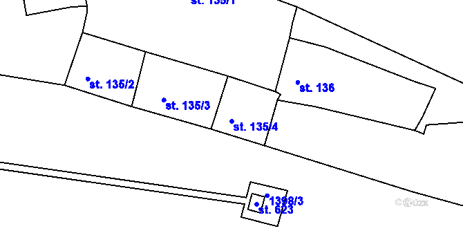 Parcela st. 135/4 v KÚ Vyšší Brod, Katastrální mapa