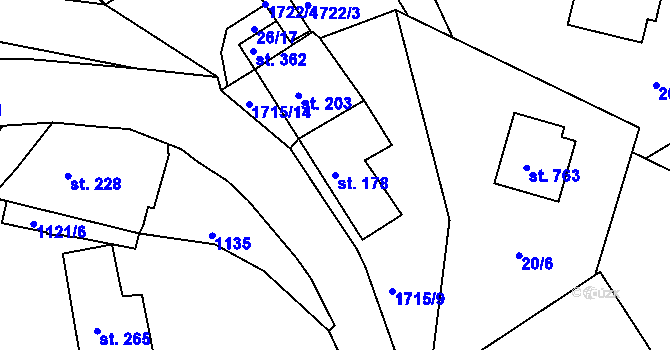 Parcela st. 178 v KÚ Vyšší Brod, Katastrální mapa