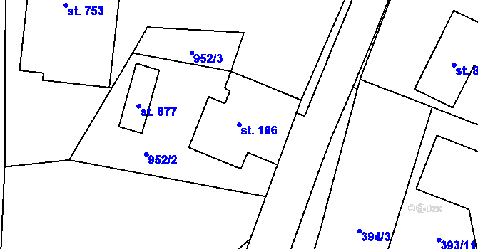 Parcela st. 186 v KÚ Vyšší Brod, Katastrální mapa