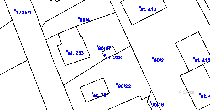 Parcela st. 238 v KÚ Vyšší Brod, Katastrální mapa