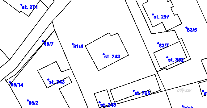 Parcela st. 243 v KÚ Vyšší Brod, Katastrální mapa