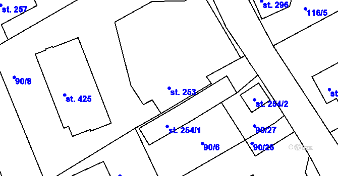 Parcela st. 253 v KÚ Vyšší Brod, Katastrální mapa