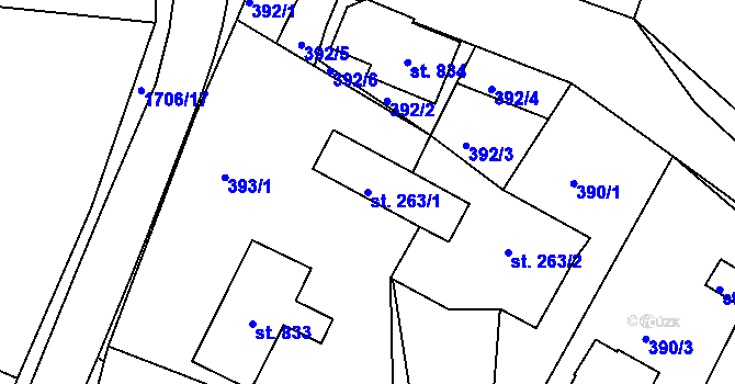 Parcela st. 263/1 v KÚ Vyšší Brod, Katastrální mapa