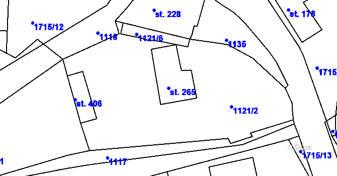 Parcela st. 265 v KÚ Vyšší Brod, Katastrální mapa