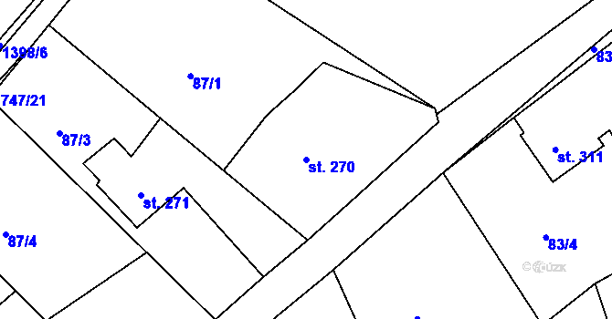 Parcela st. 270 v KÚ Vyšší Brod, Katastrální mapa