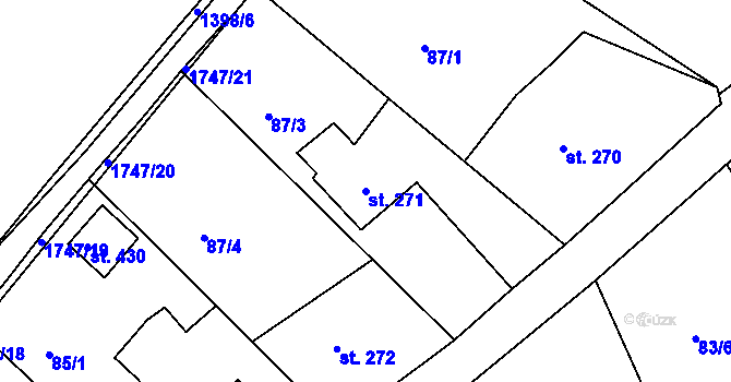 Parcela st. 271 v KÚ Vyšší Brod, Katastrální mapa