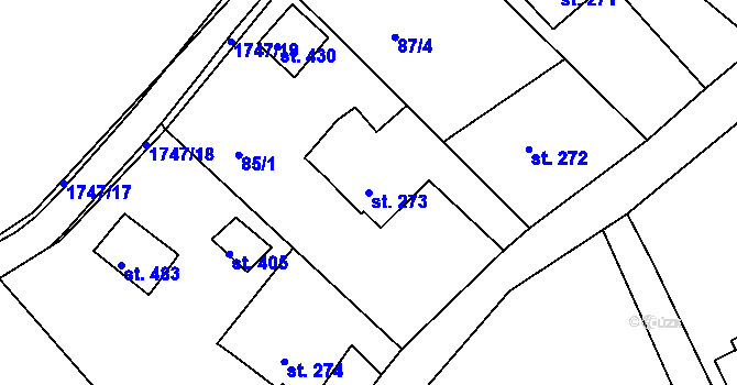 Parcela st. 273 v KÚ Vyšší Brod, Katastrální mapa