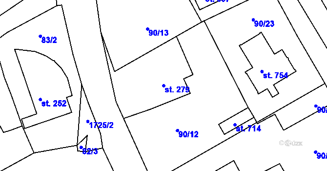 Parcela st. 279 v KÚ Vyšší Brod, Katastrální mapa