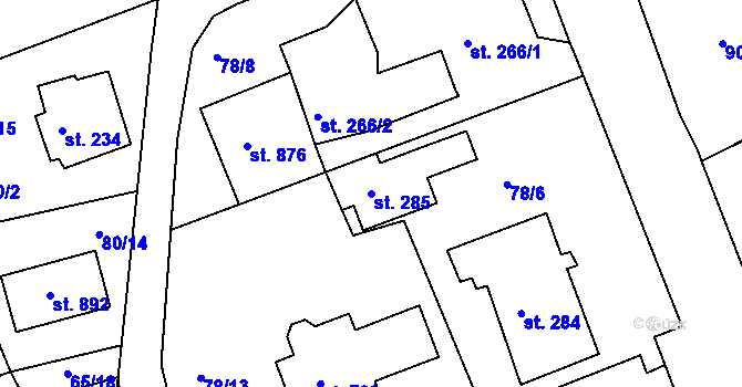 Parcela st. 285 v KÚ Vyšší Brod, Katastrální mapa