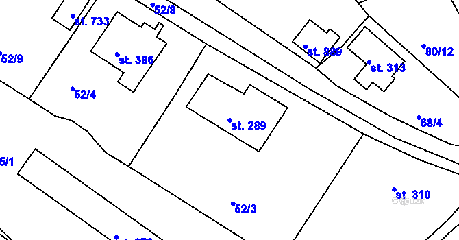 Parcela st. 289 v KÚ Vyšší Brod, Katastrální mapa