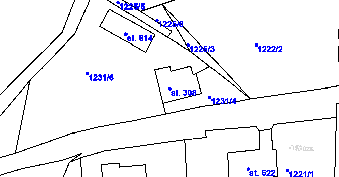 Parcela st. 308 v KÚ Vyšší Brod, Katastrální mapa