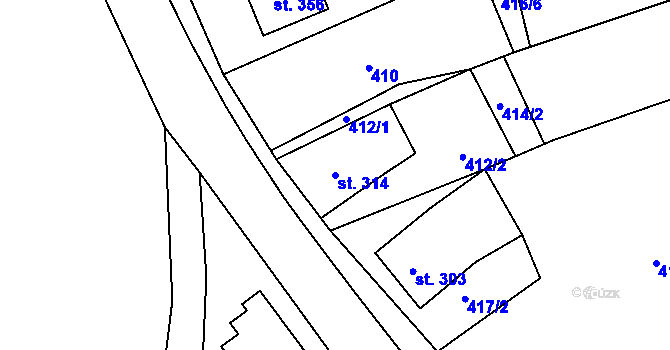 Parcela st. 314 v KÚ Vyšší Brod, Katastrální mapa