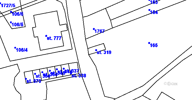 Parcela st. 319 v KÚ Vyšší Brod, Katastrální mapa