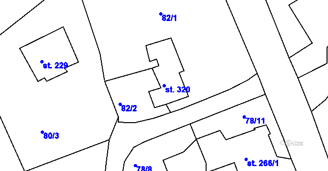Parcela st. 320 v KÚ Vyšší Brod, Katastrální mapa