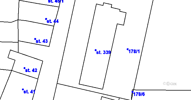 Parcela st. 339 v KÚ Vyšší Brod, Katastrální mapa