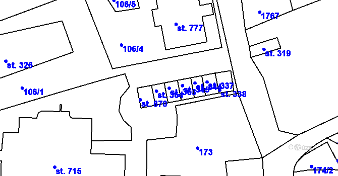 Parcela st. 363 v KÚ Vyšší Brod, Katastrální mapa