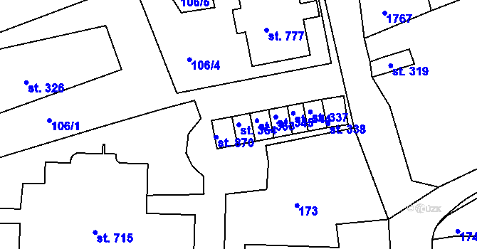 Parcela st. 364 v KÚ Vyšší Brod, Katastrální mapa