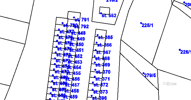 Parcela st. 367 v KÚ Vyšší Brod, Katastrální mapa