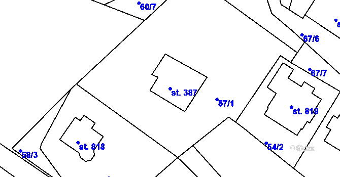 Parcela st. 387 v KÚ Vyšší Brod, Katastrální mapa