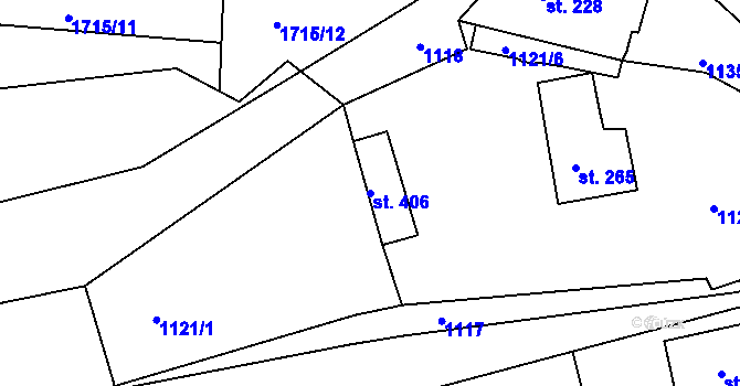 Parcela st. 406 v KÚ Vyšší Brod, Katastrální mapa
