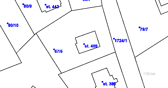 Parcela st. 409 v KÚ Vyšší Brod, Katastrální mapa