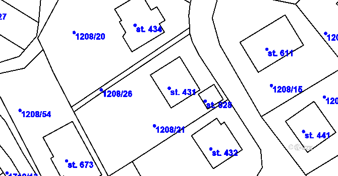Parcela st. 431 v KÚ Vyšší Brod, Katastrální mapa