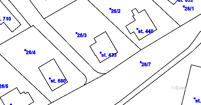Parcela st. 433 v KÚ Vyšší Brod, Katastrální mapa