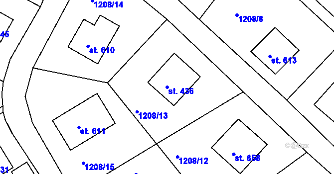 Parcela st. 436 v KÚ Vyšší Brod, Katastrální mapa