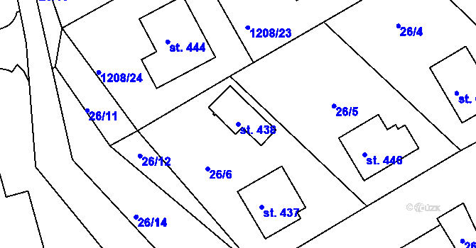 Parcela st. 438 v KÚ Vyšší Brod, Katastrální mapa