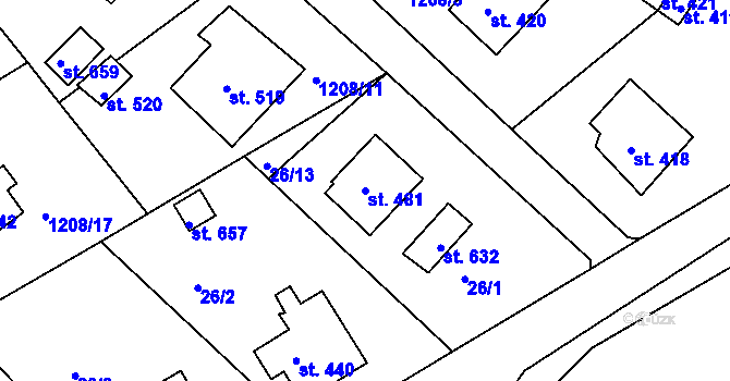 Parcela st. 481 v KÚ Vyšší Brod, Katastrální mapa