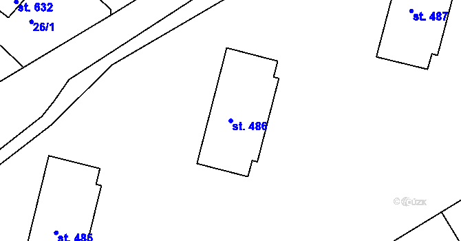 Parcela st. 486 v KÚ Vyšší Brod, Katastrální mapa