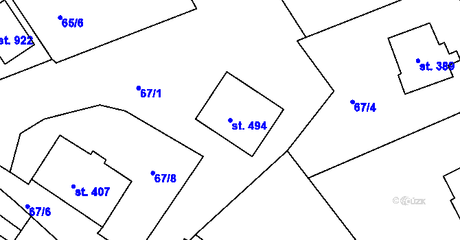 Parcela st. 494 v KÚ Vyšší Brod, Katastrální mapa