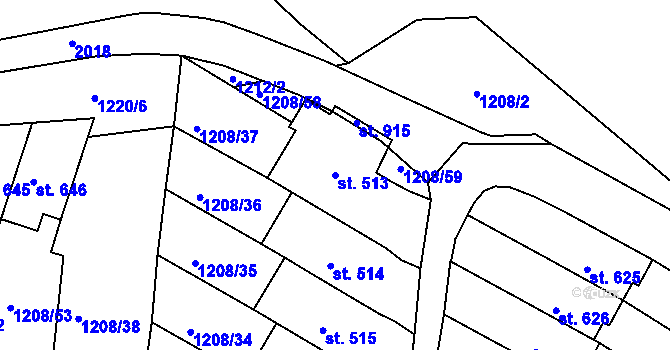 Parcela st. 513 v KÚ Vyšší Brod, Katastrální mapa