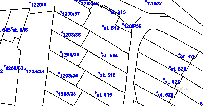 Parcela st. 514 v KÚ Vyšší Brod, Katastrální mapa