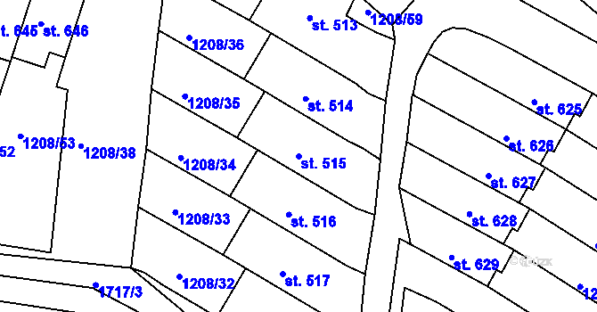 Parcela st. 515 v KÚ Vyšší Brod, Katastrální mapa