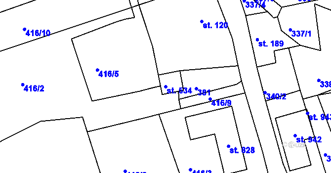 Parcela st. 534 v KÚ Vyšší Brod, Katastrální mapa