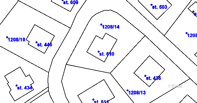 Parcela st. 610 v KÚ Vyšší Brod, Katastrální mapa