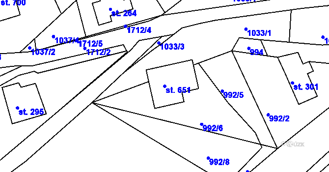 Parcela st. 651 v KÚ Vyšší Brod, Katastrální mapa