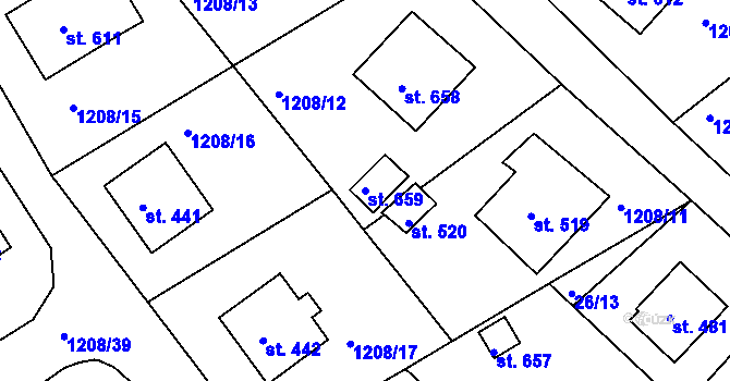 Parcela st. 659 v KÚ Vyšší Brod, Katastrální mapa