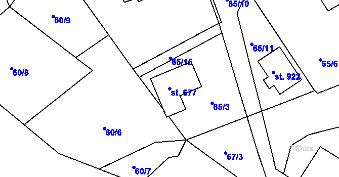 Parcela st. 677 v KÚ Vyšší Brod, Katastrální mapa