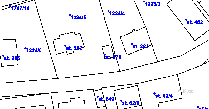 Parcela st. 678 v KÚ Vyšší Brod, Katastrální mapa