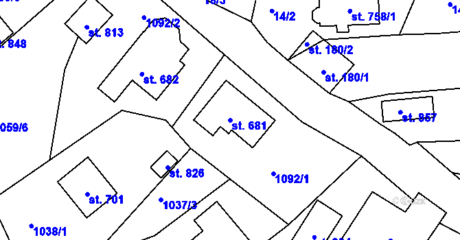 Parcela st. 681 v KÚ Vyšší Brod, Katastrální mapa